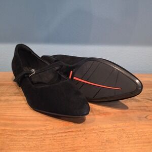 Rockport Womens Mary Jane Flat Black Suede Total Motion Pointed Toe 8M